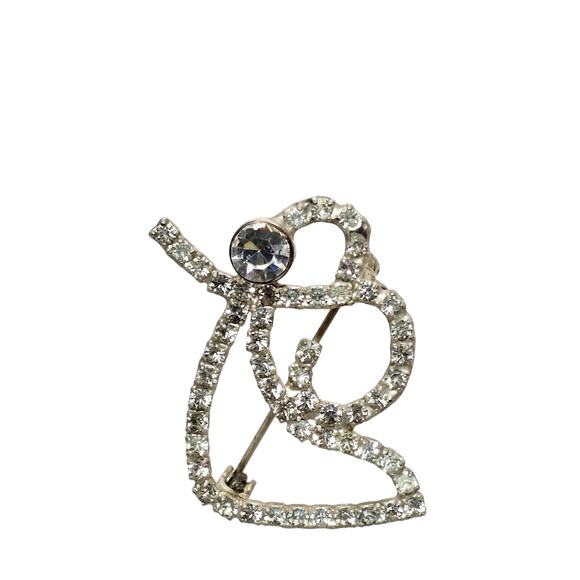 Rhinestone Angel Brooch Silver Tone Vintage Small Pin Holiday - Picture 5 of 5